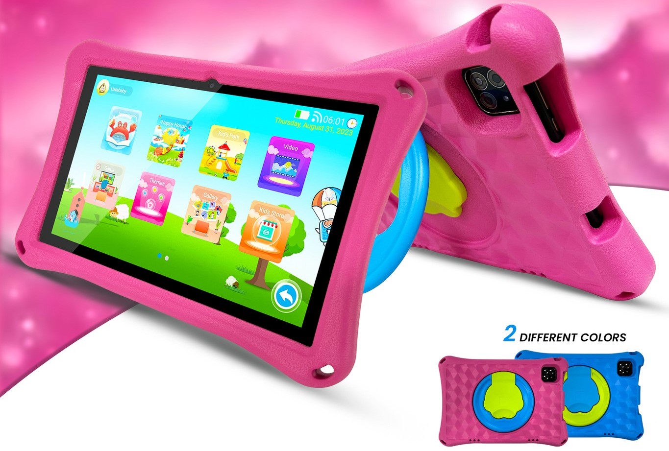 Oteeto K10 8" Kids Tablet, 5G WiFi, 8GB RAM, 6000mAh, 13MP with 8MP Camera, Children Watch - Pink